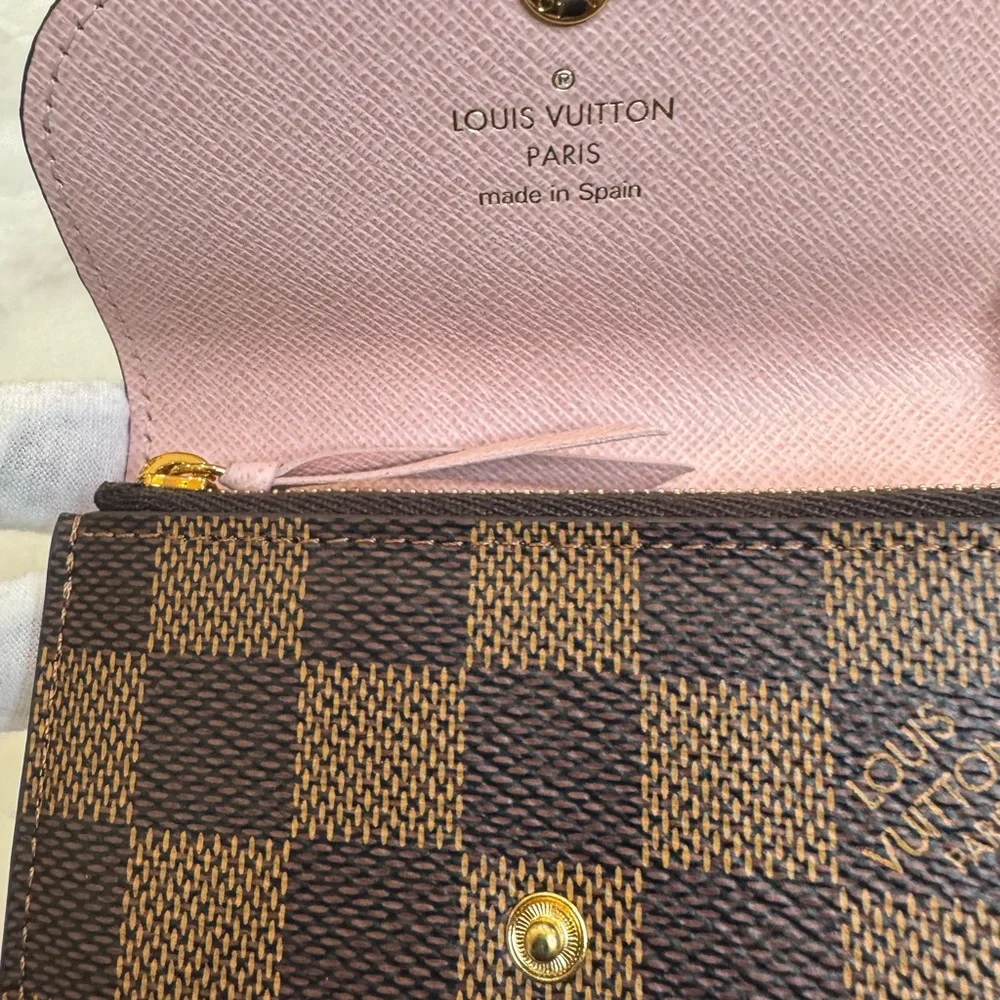 🩷NIB🩷 Louis Vuitton Damier Ebene Rosalie Wallet with Pink Leather - Full Set! - Picture 3 of 8